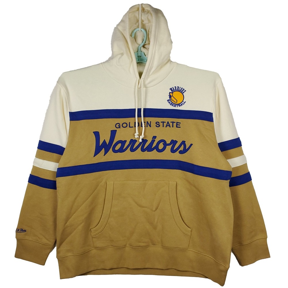 Golden State Warriors Mitchell & Ness NBA 3XL XXXL Hoodie Script Logo Khaki NWT